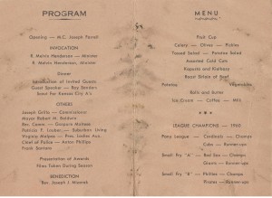 1960 Small Fry Awards Dinner program 1
